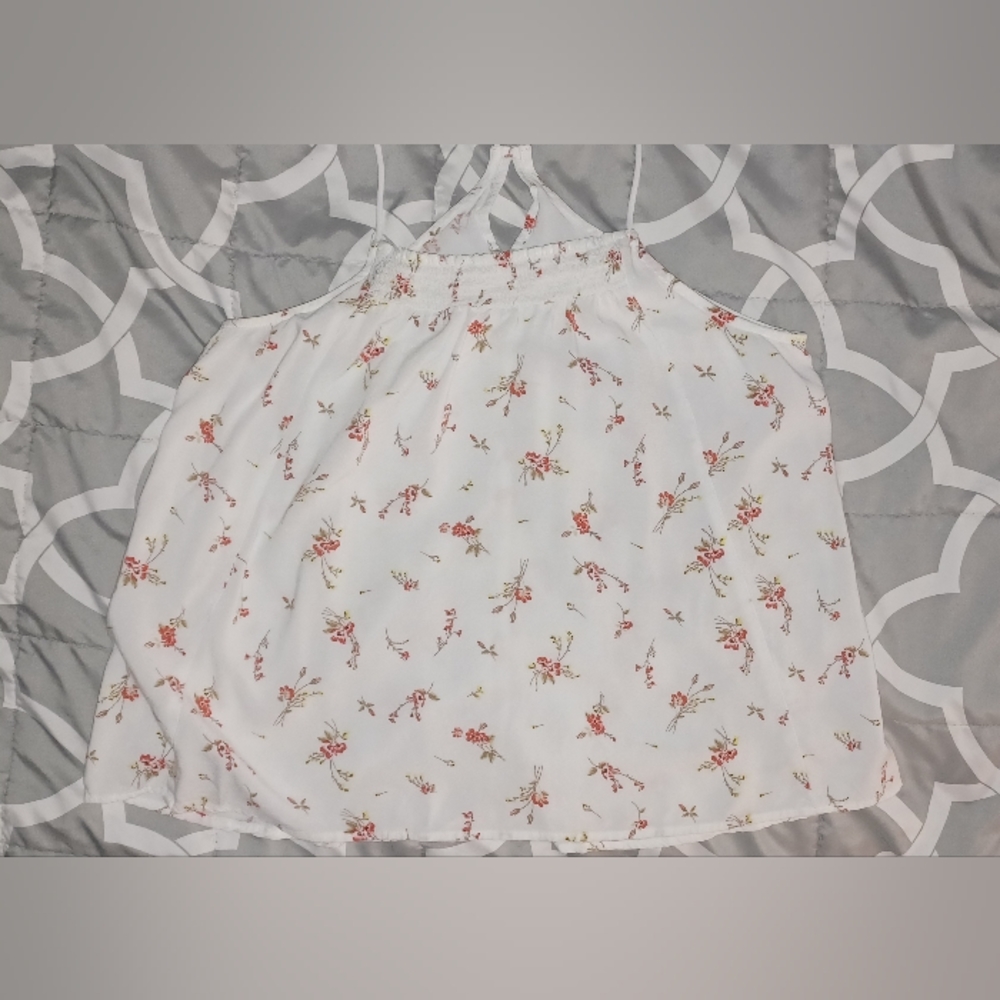 Womens Large white floral tank top